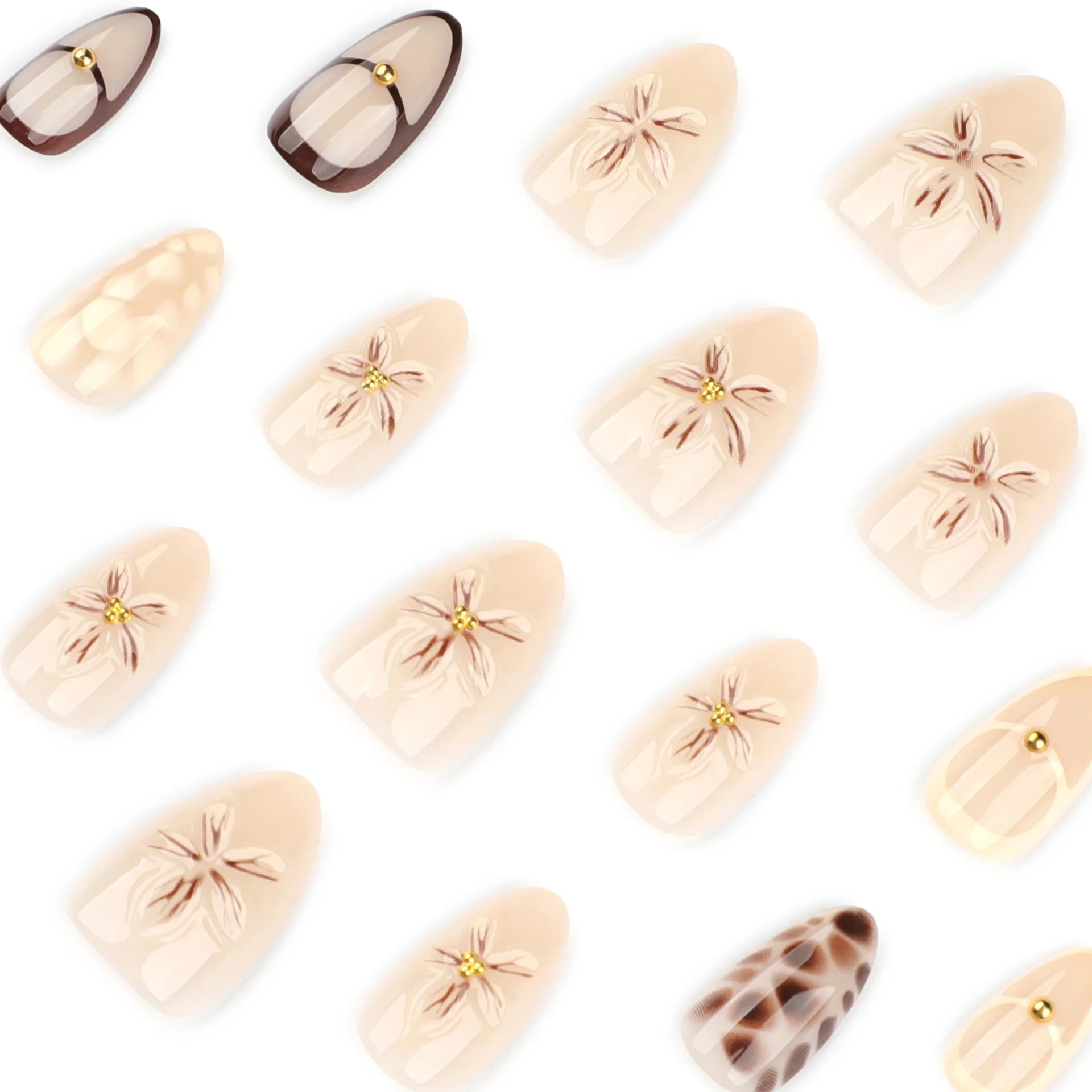 Caliente Soft Flower Faux Ongles Floraux Naturels 3D