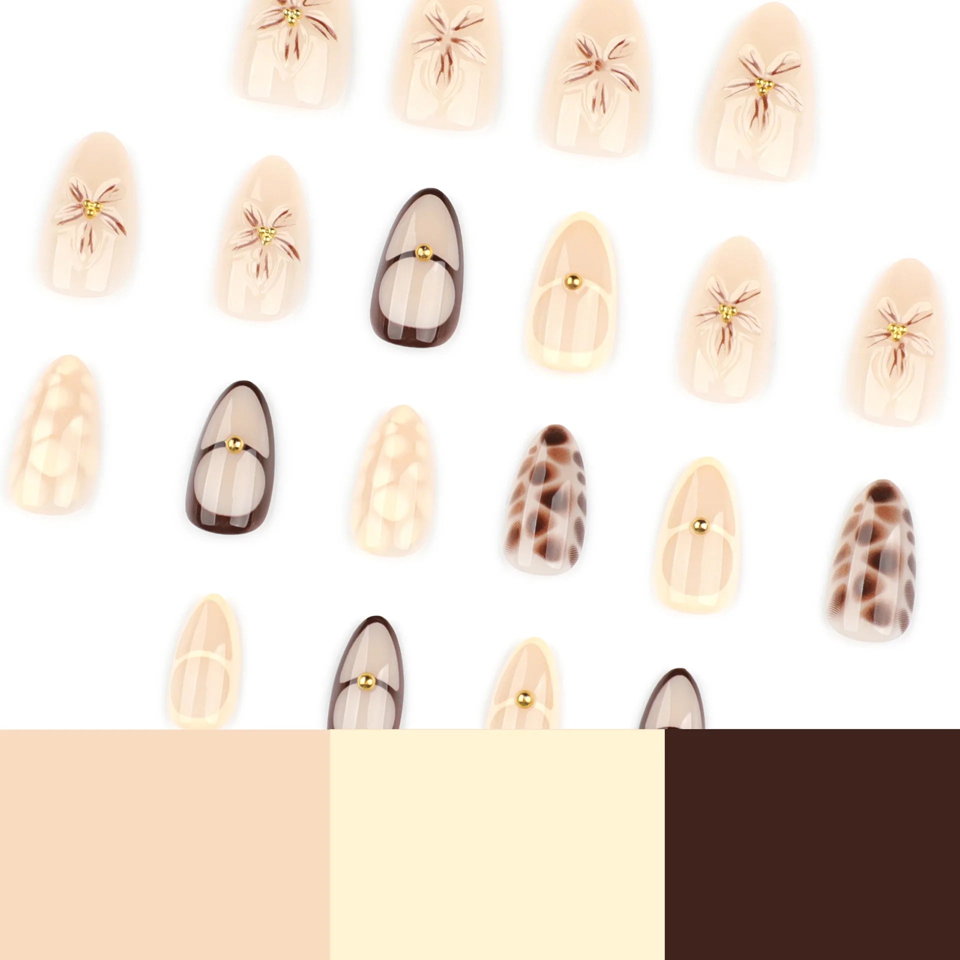 Caliente Soft Flower Faux Ongles Floraux Naturels 3D