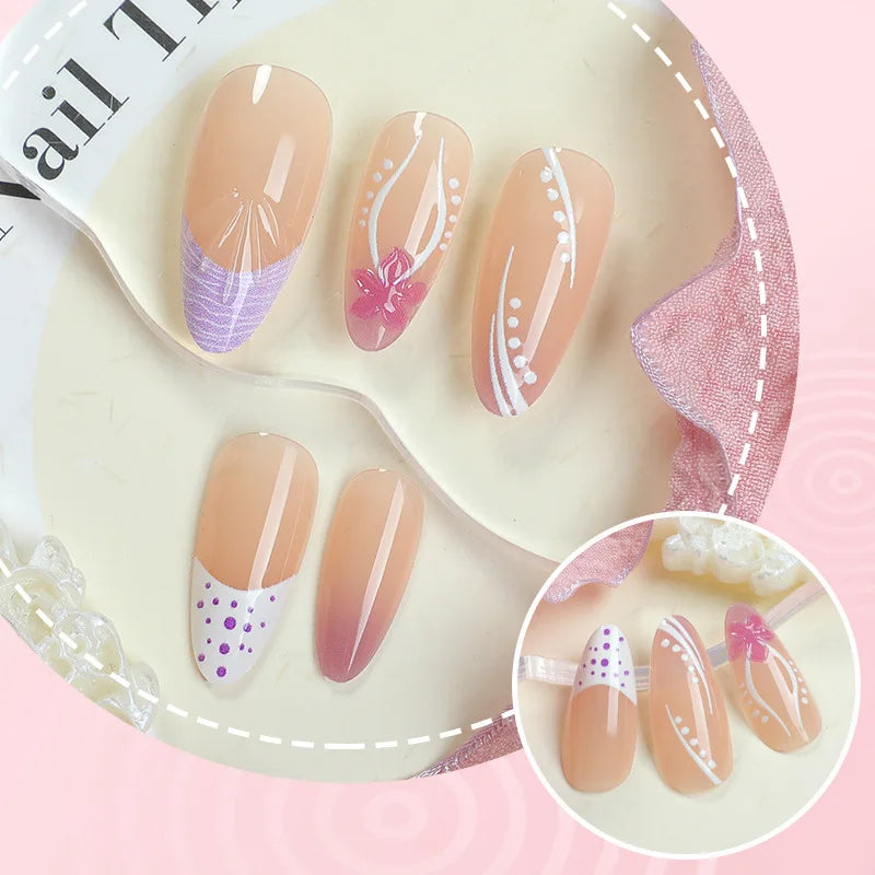 Caliente Pink Blossom Faux Ongles Floraux Élégants