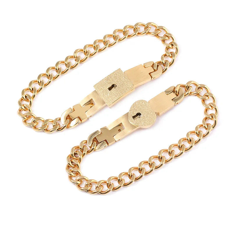 Bijoux Couple Cadenas Cœur & Clé – Bracelets et Colliers en Acier Inoxydable | Cadeau Saint-Valentin