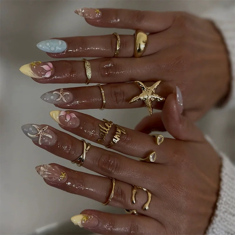 Caliente Butterfly Pink Faux Ongles Élégants