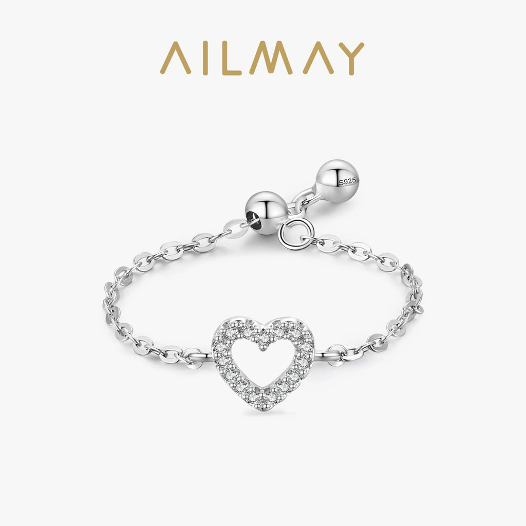 Bague en Argent Sterling 925 – Maillons Cœurs Romantiques