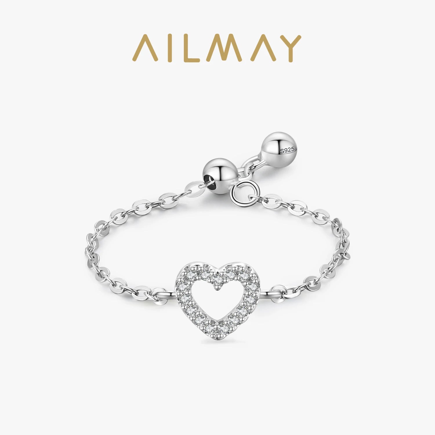 Bague en Argent Sterling 925 – Maillons Cœurs Romantiques